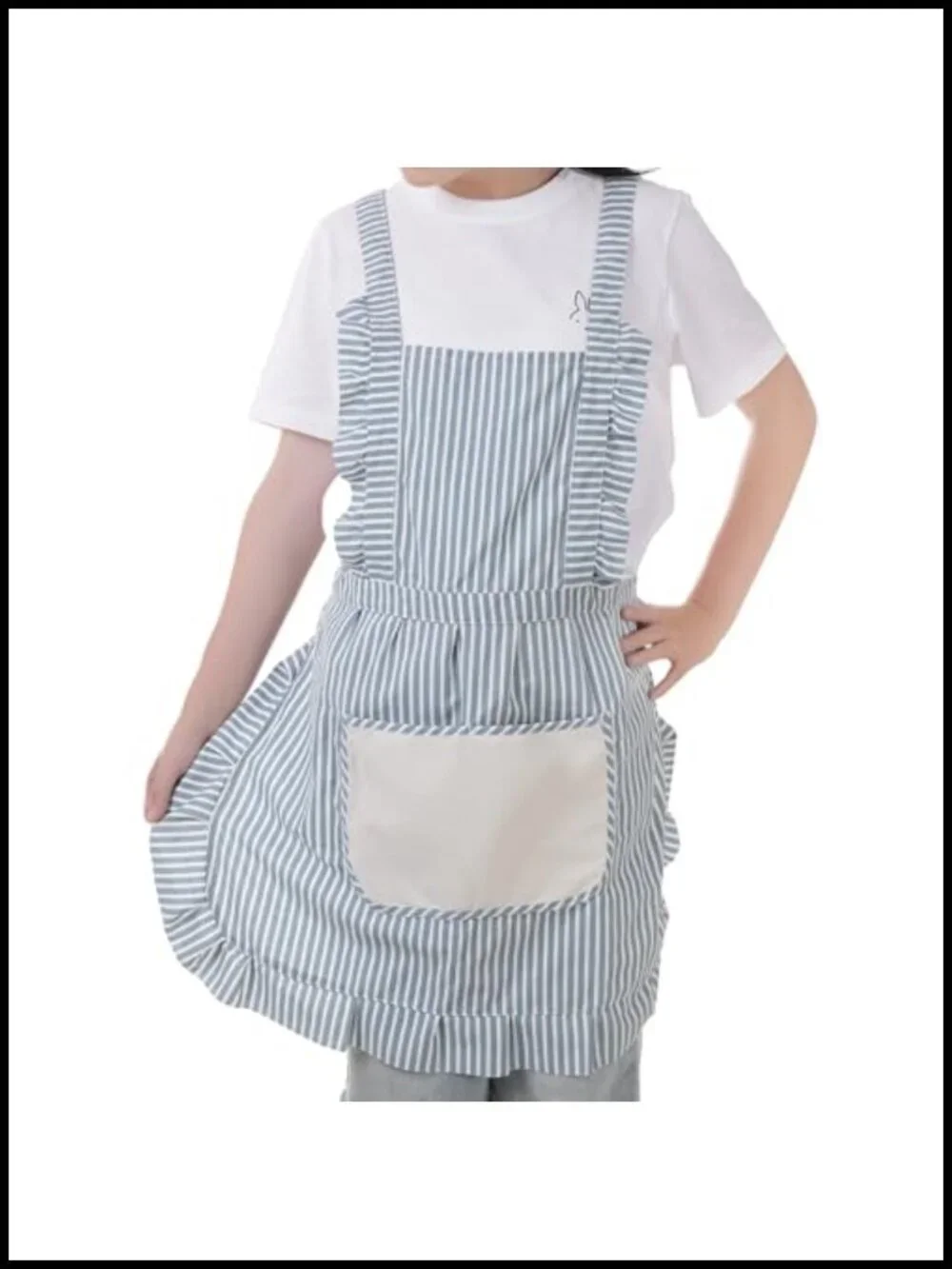 Cotton Bib Apron with Pocket, Adjustable Kitchen Apron for Cooking Baking
